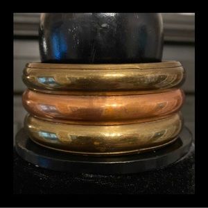 Vintage from India solid 3 shades of Brass Bracelet 1980s